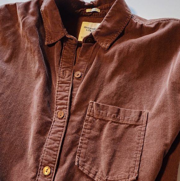 Abercrombie & Fitch Oversized Corduroy Button-up Brown, Large - Picture 3 of 6
